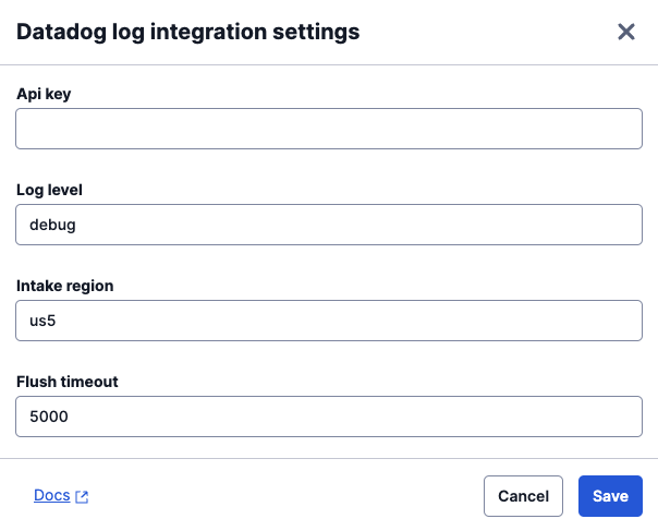 datadog-log-integration settings